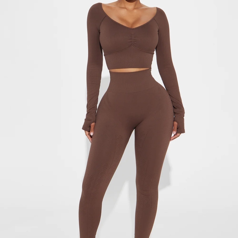 Fashion Nova | Small | Seamless Ribbed 2-Piece Set – Chocolate Brown